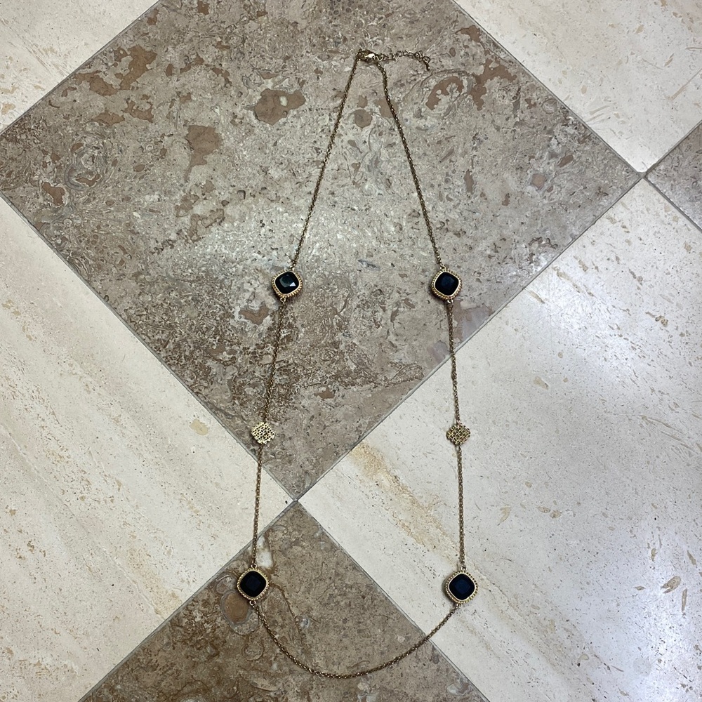 Elegant Gold Tone and Black Necklace